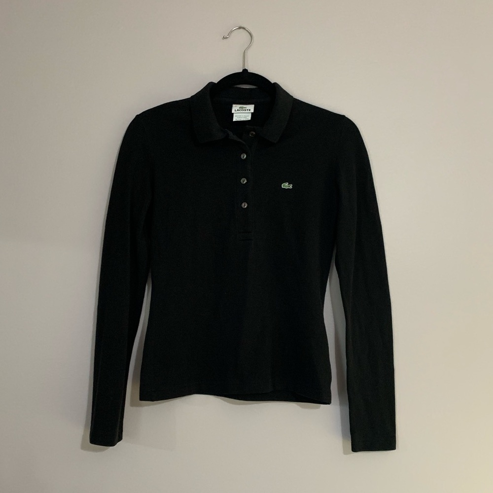 LACOSTE long sleeve fitted polo. Size 40